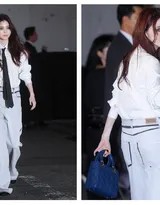 韩素希黑白风暴 衬衫领带配烟熏演绎危险浪漫  第4张